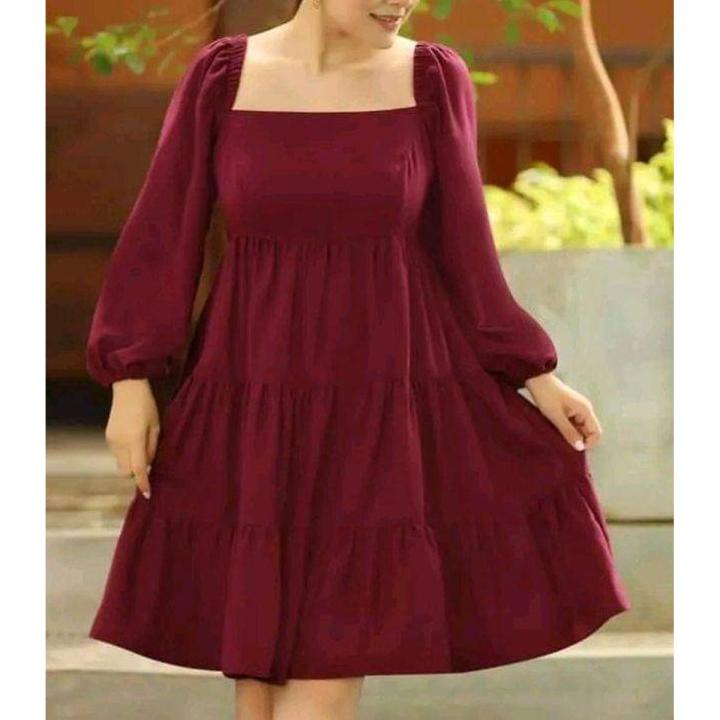 Fashion casual single color frock desaign 2023