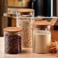 Glass Jar with Bamboo Lid Sealed Canister Food Storage Bottles Container Storage　XINYAN. 