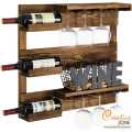 Wood Wall-Mounted Glass Holder & Bottle Storage Rack. 