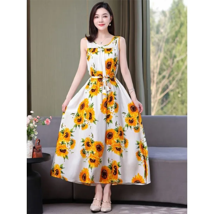Summer%20Noil%20Poplin%20Dress%20Large%20Size%20Loose%20Floral%20Mid-Length%20Sleeveless%20Suspender%20Skirt%20Outer%20Wear%20Bottoming%20Vest%20Long%20Skirt%20for%20Women%20-%20Image%206