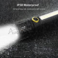 Auoyo Flashlight Telescopic Focusing Flashlight Strong Bright COB Flashlight  Zoom-able Flashlight Heat Dissipation Penlight Waterproof Flashlight Drop-proof Flashlight Torchlight Portable Lamp Aluminum Flashlight with Side Light for Outdoor. 