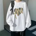 Long Sleeve round Neck T Men's T-shirt Spring and Autumn Fashion Brand oversize T-shirt American Boys Hoodie Autumn and Winter. 
