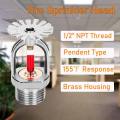 【ZOSR】68℃ Pendent Fire Sprinkler Head Automatic Fire Extinguishing System Protection 1/2” NPT Temperature Fire Quick Response Water Spraying Device Home Commercial. 