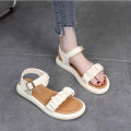 Lightweight Flat Women's Cute Platform Sandals Korean Style Versatile Mid Heel round Head Leisure Soft Bottom Beach Sandals for Students. 
