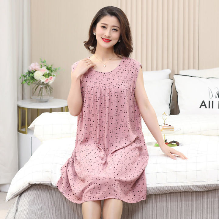 Artificial%20Cotton%20Nightdress%20Women's%20Summer%20Short-Sleeved%20Nightdress%20Sleeveless%20Daily%20Wear%20Pajamas%20plus%20Size%20Artificial%20Cotton%20Middle-Aged%20Mom%20Dress%20-%20Image%207