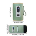USB Milk Water Warmer Travel Stroller Insulated Bag Digital Display Nursing Bottle Heater for Outdoor Winter -Green. 