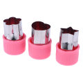 3Pcs/Set Star Heart Flower Shape Vegetables Cutter Plastic Handle Portable Stainless Steel Fruit Cutting Kitchen Gadgets Luolong. 