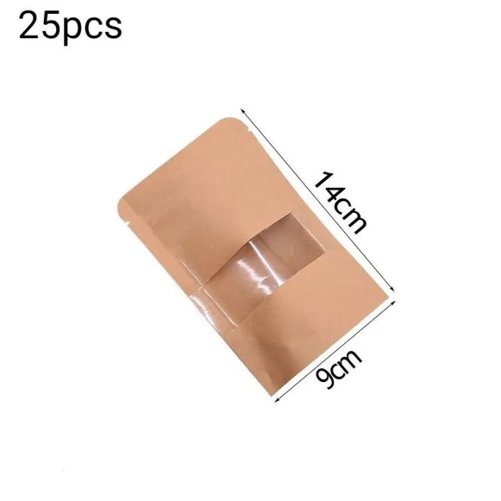 25%20Pieces%20(9x14cm)%20Brown%20Kraft%20Paper%20Transparent%20Zip%20Lock%20Standup%20Pouch%20Bags%20With%20Clear%20Translucent%20Window%20For%20Dried%20Food,%20Candy,%20Spices%20&%20Nuts%20-%20Image%203
