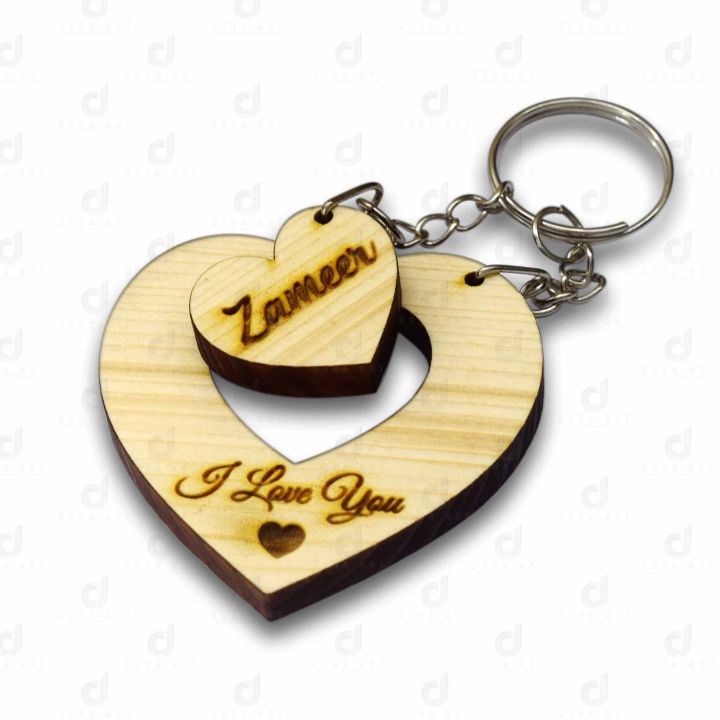 Customized Name Heart Key Tags With Your Own Text, Personalized Wooden Key Tags, Key Chain, Key Ring Love Gift
