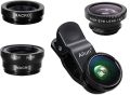 Vorix Phone Lens.3 in 1 Clip On 180 Degree Fish Eye Lens+0.65X Wide Angle+10X Macro Lens,Universal HD Camera Lens Kit. 