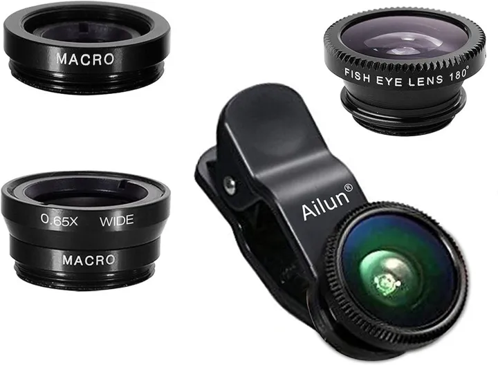 Vorix Phone Lens.3 in 1 Clip On 180 Degree Fish Eye Lens+0.65X Wide ...