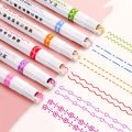 6pcs border pen -New Arrival Stationery Roller Pen Markers With 6 Different Curve Shapes Quick Drying Cute Pattern Colored Curve Line Markers Pen. 