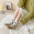 Cartoon Cute Cow Mink Velvet Socks Women Winter Soft Stocking Medium Tube Sock Cute Cloud Plush Cartoon Mink Plush Socks Indoor ZHANGNA. 