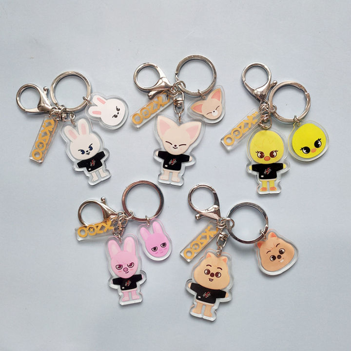 Kpop Stray Kids Skzoo Cartoon Cute Acrylic Keychain Keyring Key Holder Bag Pendant Accessories