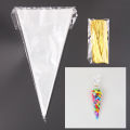 50/500pcs Sweet Cones Bags Plastic Transparent Candy Bag For Halloween Trick Or Treat Candy Wrapping Kids Birthday Supply. 