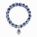 Blue Evil Eye Bracelet Hand of Fatima Turkey Thousand Eyes Wish Handmade Women's Resins Bead Bangle Elastic Bracelets Jewelry. 