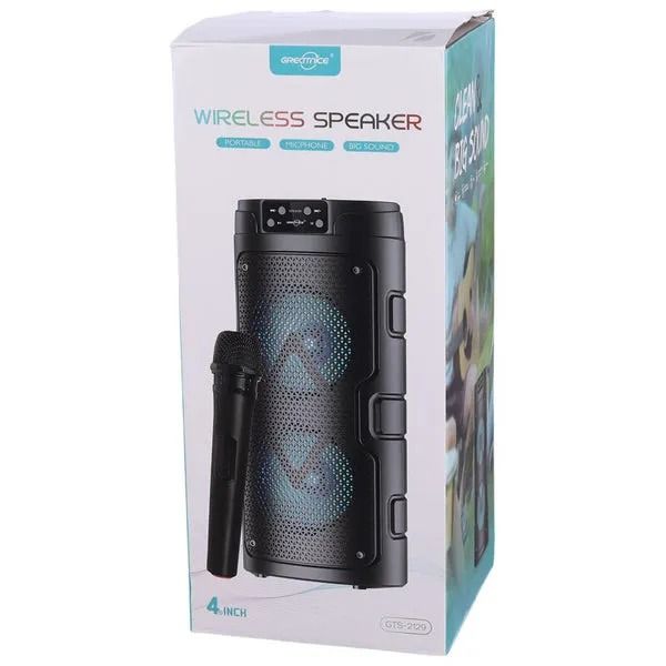 GTS 2129 Wireless Bluetooth Portable Karaoke Speaker with Wireless Mic ,USB, FM, AUX, and LED Lights