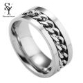 Sunny Exquisite Men Colorful Chain Punk Stainless Steel Spinner Wedding Band Ring. 