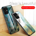 Biruiqu For Samsung Galaxy A05 Shockproof Fashion Marble Tempered Glass Back Case Cover. 