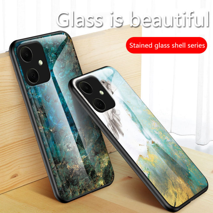 Biruiqu%20For%20Samsung%20Galaxy%20A05%20Shockproof%20Fashion%20Marble%20Tempered%20Glass%20Back%20Case%20Cover%20-%20Image%202
