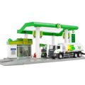 1:64 scale UK BP gas station model set Fuel tank truck mini coopers super sport metal diecast cars pull back toys with light. 