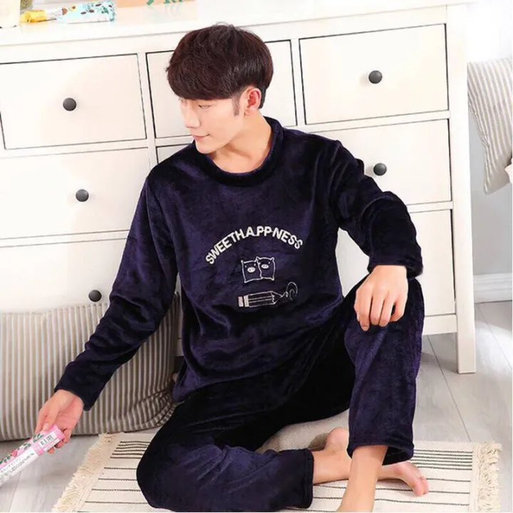 Coral%20Velvet%20Pajamas%20Men's%20Winter%20Thickened%20Velvet%20Padded%20Spring,%20Autumn%20and%20Winter%20Men's%20Flannel%20Home%20Wear%20Winter%20Men%20Suit%20-%20Image%202