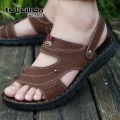 Tusilong Summer New Men's Sandals Genuine Leather Thick Bottom Non-Slip Beach Shoes Casual Soft Bottom Sandals. 