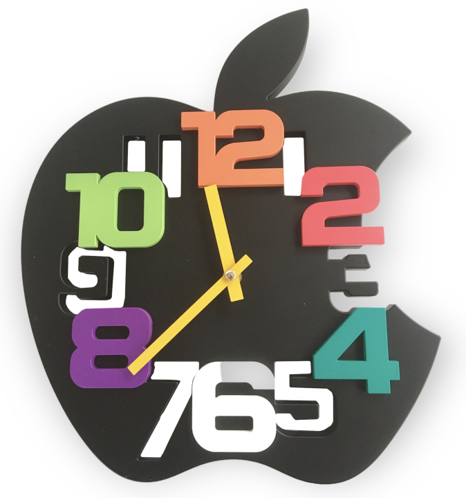 Creative Apple Design Wall Clock Silent Movement Easy To Read And Living Room, Children's Room, Office Room, Bed Room Kindergarten Wall Watch Home Decor Wall Clock.