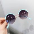 MUYE Round kids sunglasses Flower Baby Children Shades Sun Glasses Girls Cute Half Frame Metal Eywear UV400. 