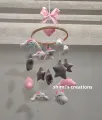 cot mobile for a baby girl, clouds and Stars  Baby cot Mobile. 