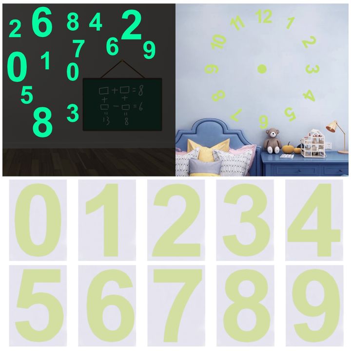Glow In The Dark Number Sticker Luminous Digital Wall Stickers Bedroom Decoration Label Sticker Self Adhesive Fluorescent Decals