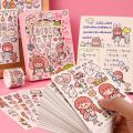 50 Sheets Japanese Paper Sticky Notebook Sticker Set Cartoon Anime Cute Girl Heart Student Label Diary diy Decoration Material Small Pattern Bedroom Dormitory Desk Wall. 