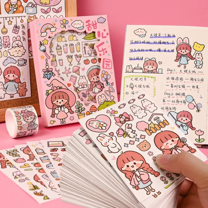 50%20Sheets%20Japanese%20Paper%20Sticky%20Notebook%20Sticker%20Set%20Cartoon%20Anime%20Cute%20Girl%20Heart%20Student%20Label%20Diary%20diy%20Decoration%20Material%20Small%20Pattern%20Bedroom%20Dormitory%20Desk%20Wall%20-%20Image%208