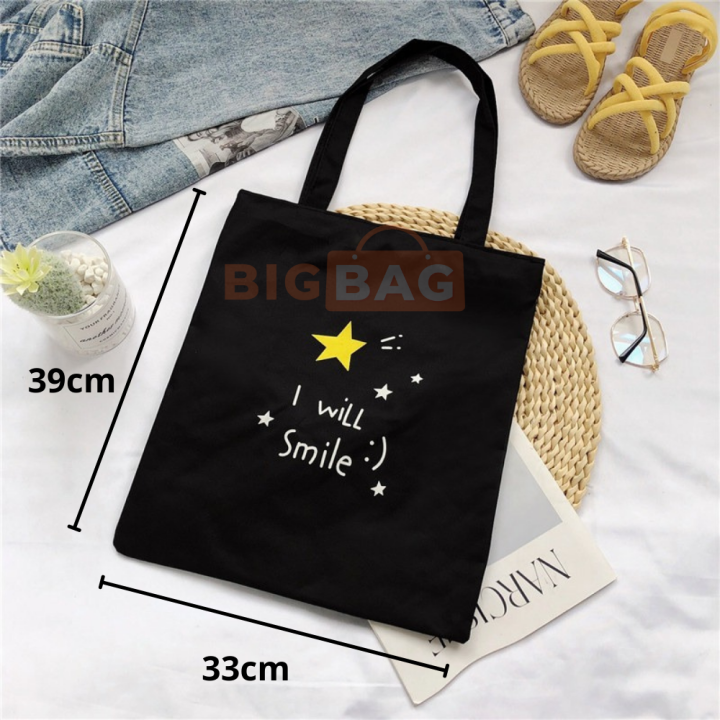 【100%-New】 Student Tote Bag Canvas Beg Tuisyen Galas Tepi Sekolah Cute School Bag Black Cloth Murah Tutorial Handbag Tuition bag Canvas Bag