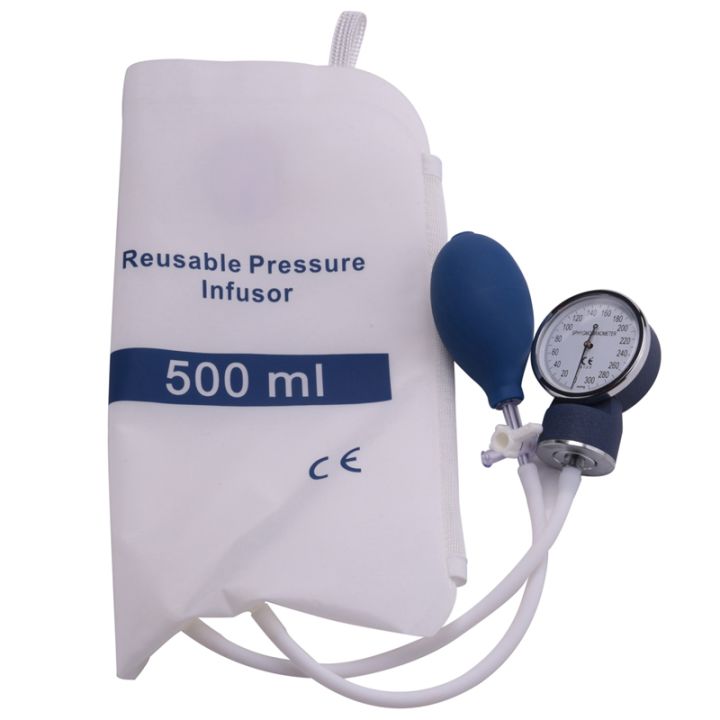 Infusion Pump Pressure Bag 500Ml with Gauge and Hand Pump Ball Reusable