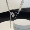 New Exquisite Multi-layer Crystal Butterfly Necklace for Women Pearl Clavicle Chain Necklaces 2023 Trend Aesthetic Jewelry. 