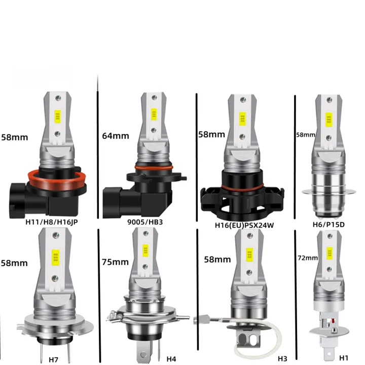 2Pcs%2020000LM%20H1%20H3%20H7%20H4%20LED%20Headlight%20Bulb%20Car%20Fog%20White%20Blue%2012V-24V%20Super%20Bright%20Plug%20And%20Play%20Fanless%20-%20Image%207
