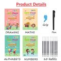 Sank Magic Book for Kids - 4 Books +1 Pen+10Refill - Sank Magic Practice Copy Book for Kids - Reusable Magical Book Drawing Alphabet Writing Practice Book - Magic Books for Kids 2-5years COMBO PACK. 