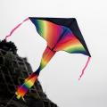 Outdoor Sky Dancer Toy Kite Polyester Fiberglass Triangle Flying Kite with Long Tail - Ramdom Color. 
