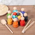 Balls in Cups Montessori Sorting Game for kids Board Game Fine Motor Wooden Toy Preschool Sensory Toys Educational Toys. 