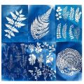 32 Sheets Sun Print Paper With 1 Sheet Acrylic Panel Cyanotype Paper A5 Solar Drawing Paper Sensitivity Nature Printing Paper. 