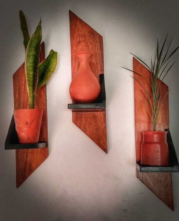 Wooden Wall Plant display Holder, Home Décor