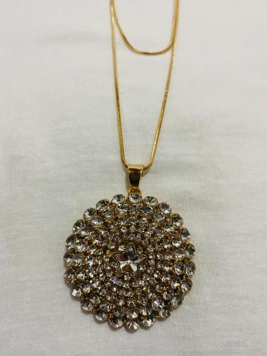 Long Saree And Abaya Chain For Ladies Gold Circle