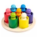 Wood Rainbow Blocks Building Stacking Game Block Puzzles Wooden Rainbow Stacker Montessori Educational Wooden Toy. 