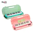 Bee 32 Keys Melodica with Box type Hard Case 1 year Warranty - Blue Pink Instrument with Hard Case Mouthpiece Air Piano Soprano Keyboard Melodica with 2 Soft Long Tubes, Short Mouthpieces and Box type Carrying Bag for Kids Beginners Gift, Blue/ Green/Pink. 