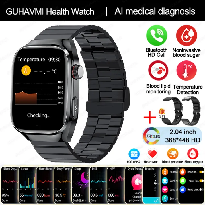 New%20Medical%20Grade%20Health%20Smartwatch%20Men's%20ECG+PPG%20Blood%20Glucose%20Pressure%20Fat%20Uric%20Acid%20650mAh%20AMOLED%20Sport%20BT%20Call%20Smart%20Watch%20-%20Image%204