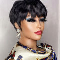 Brown Short Pixie Cut Wig Human Hair For Black Women Machine Made Wigs With Bangs Colored Brazilian Wig Human Hair Wigs. 