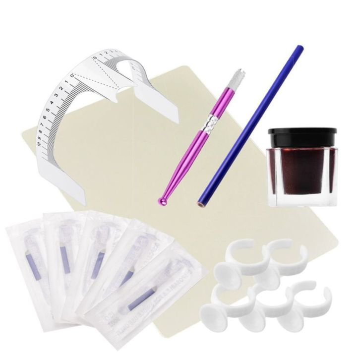 Permanent Makeup Microblading Eyebrow Tattoo Kit Pen Needle Paste Skin ...
