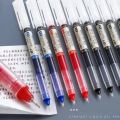 【Flash sale】 12Pcs/set Gel Ink Pen Straight Rollerball Gel Pen Large Capacity Stationery Quick Drying Ballpoint Pen Black/Red/blue Ink 0.5mm Quick Drying Roller Ball Pens Student. 