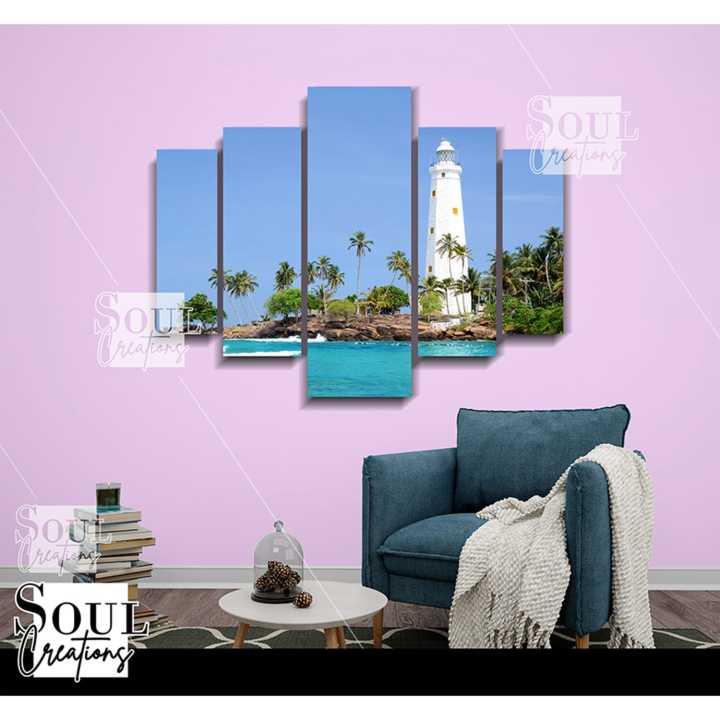 Five (5)Pieces Modern Hd Printed Home Decor Wall Art Picture Frame - Lighthouse Sri Lanka